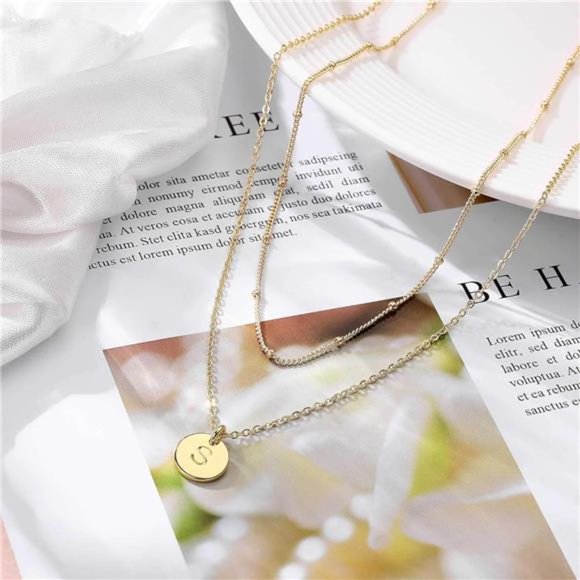 Initial Necklaces for Women, Gold White Gold Rose Gold Double Side Engraved Coin - Picture 6 of 6